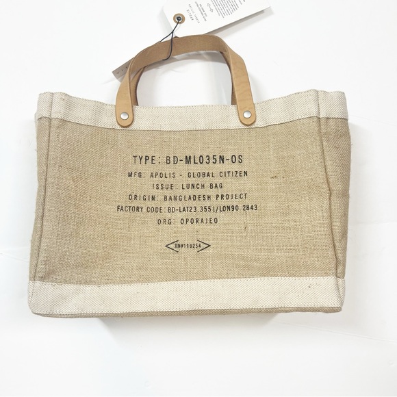 NWT Magnolia Waco Script Burlap and Leather Market Tote by Joanna Gaines - Picture 3 of 5